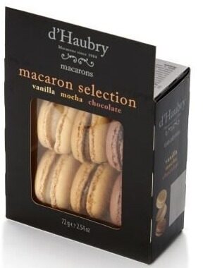 Cepumi D'HAUBRY Macaroons, vaniļas, šokolādes un mokas aromāts, 72g